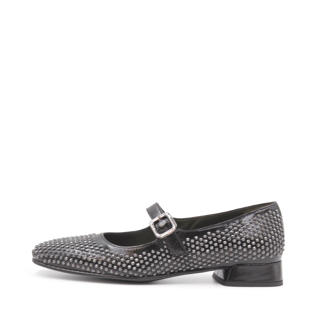 9710R Black studded flat mary jane shoes