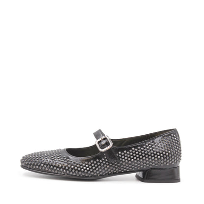 9710R Black studded flat mary jane shoes