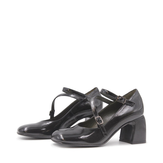 9722 Black heeled women's mary jane shoes