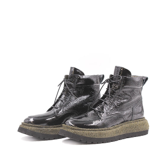 9772 Black lace up women's ankle boots