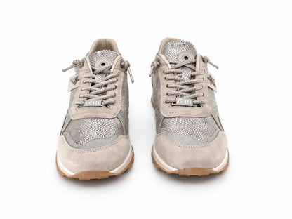 Fiona Womens Beige & Silver Sneakers