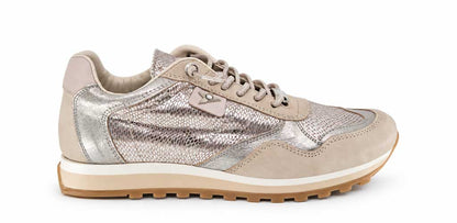 Fiona Womens Beige & Silver Sneakers