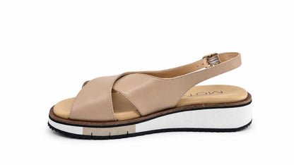 Rosalinda Beige Crossover Wedge Sandals