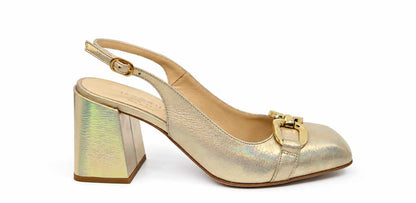 Fioralba Gold Leather Slingbacks