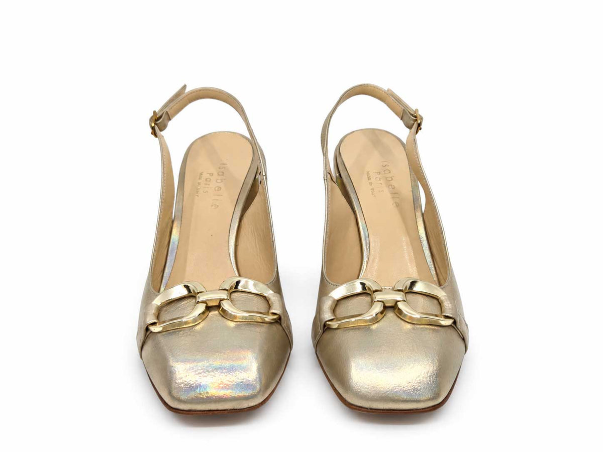 Fioralba Gold Leather Slingbacks