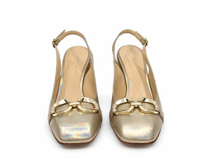 Fioralba Gold Leather Slingbacks