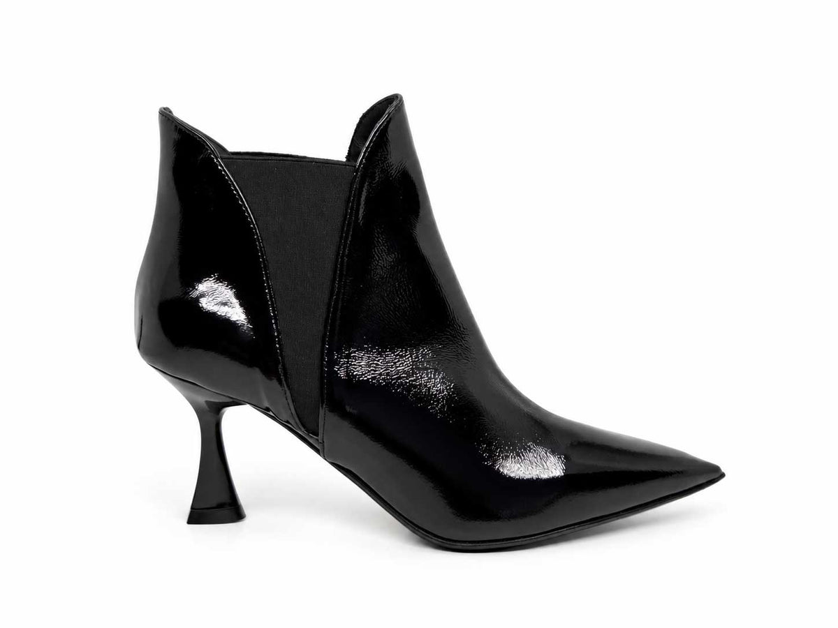 Vivienne Black Patent Ankle Boots
