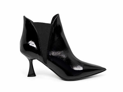 Vivienne Black Patent Ankle Boots
