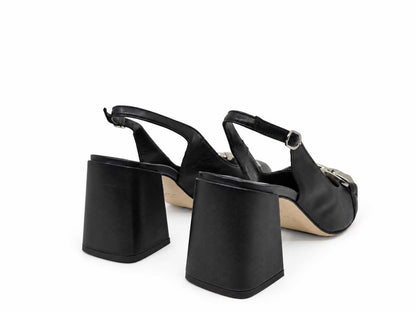 Fioralba Black Leather Slingbacks