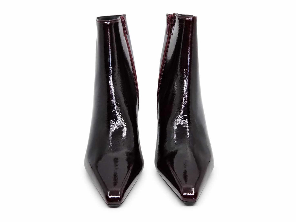 Valentina Burgundy Patent Ankle Boots