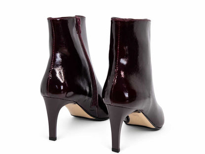 Valentina Burgundy Patent Ankle Boots