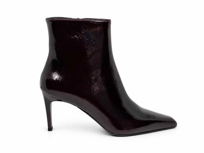 Valentina Burgundy Patent Ankle Boots
