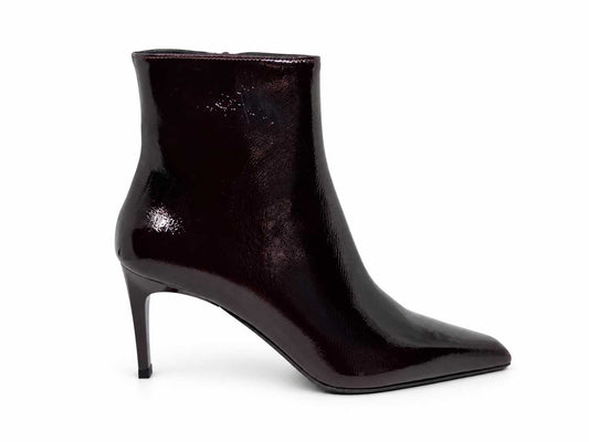 Valentina Burgundy Patent Ankle Boots