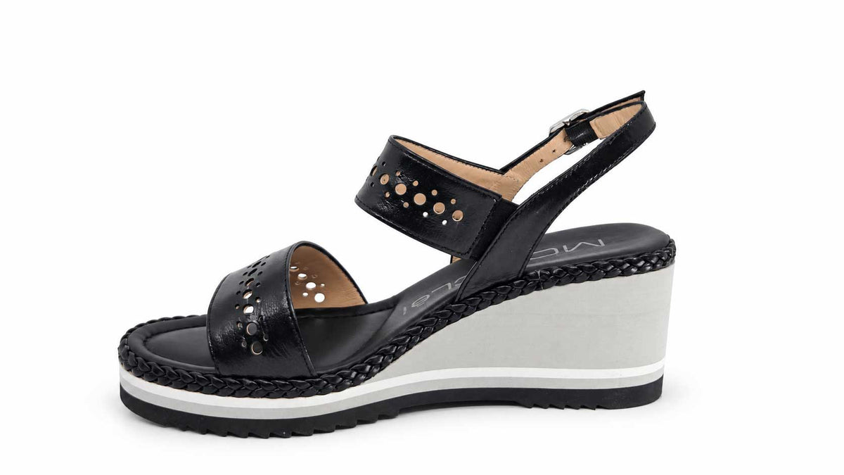 Ginevra Black Wedge Sandals