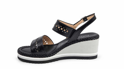 Ginevra Black Wedge Sandals