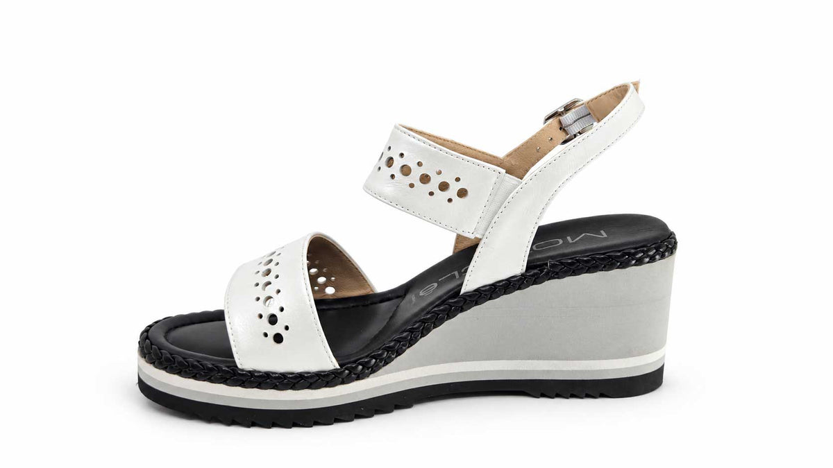 Ginevra White Wedge Sandals