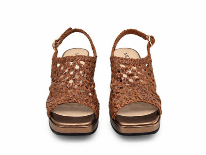 Ornella Tan Woven Platform Sandals