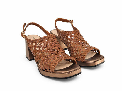 Ornella Tan Woven Platform Sandals