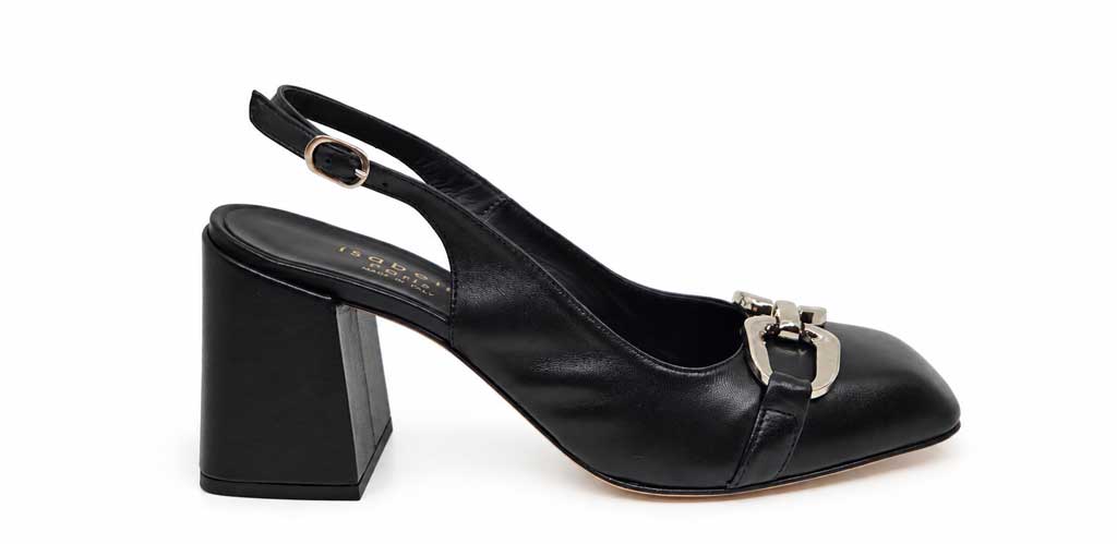 Fioralba Black Leather Slingbacks