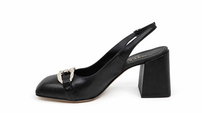 Fioralba Black Leather Slingbacks