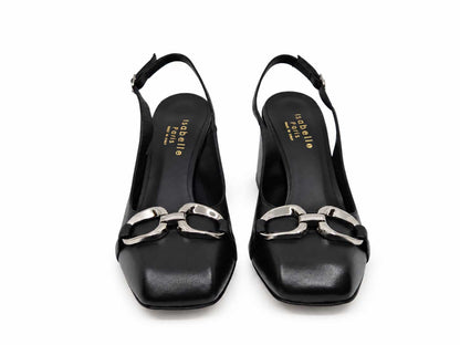 Fioralba Black Leather Slingbacks