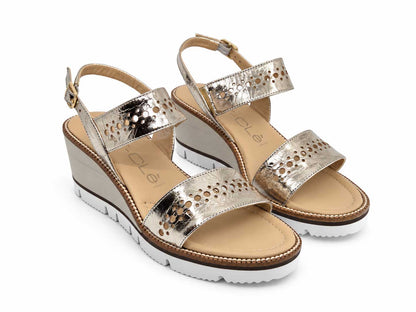 Ornella Champagne Wedge Sandals