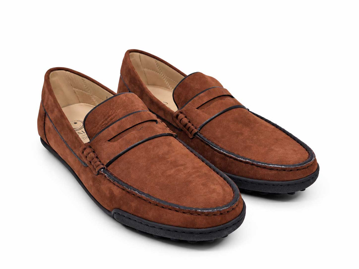 Riccardo Mid Brown Nabuk Leather Loafers