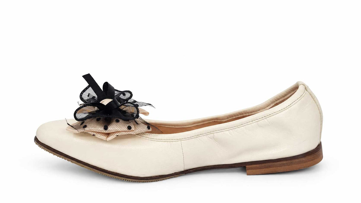 Camille Cream Leather Ballet Flats