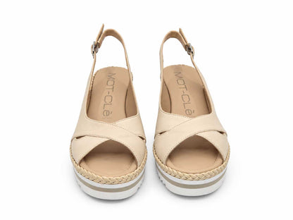 Caterina Cream Crossover Slingback Wedges