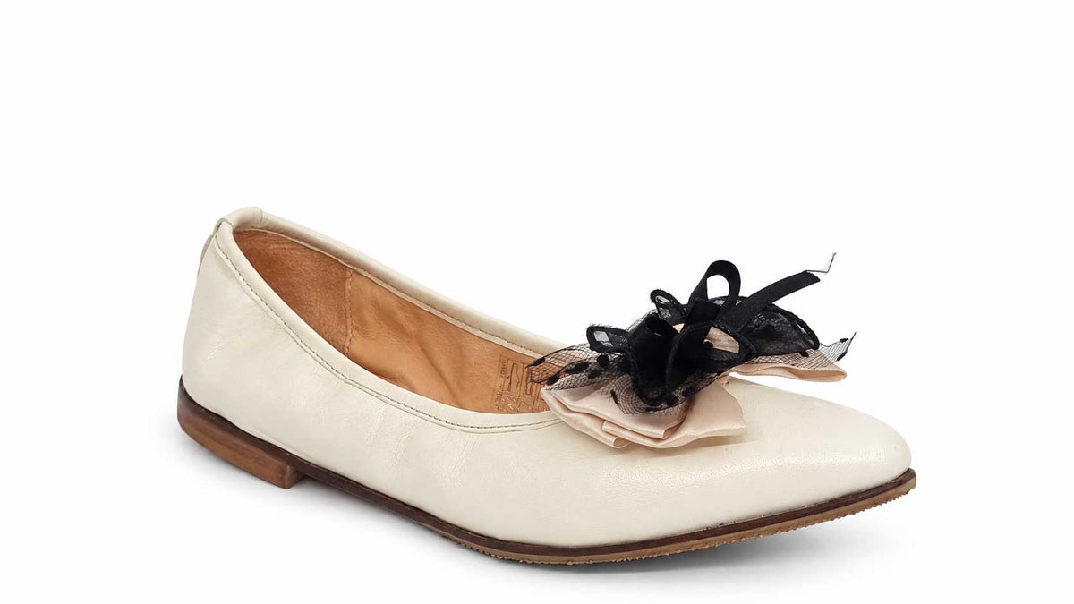 Camille Cream Leather Ballet Flats