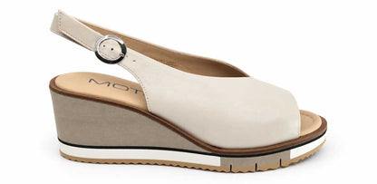 Vittoria Cream Peep-Toe Slingback Wedges