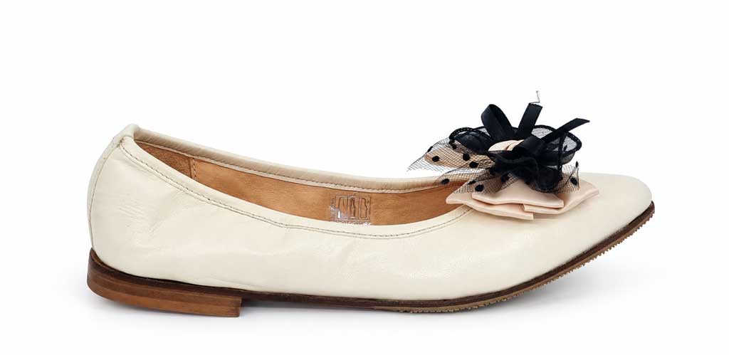 Camille Cream Leather Ballet Flats