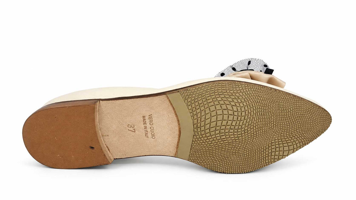 Camille Cream Leather Ballet Flats