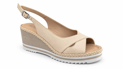 Caterina Cream Crossover Slingback Wedges