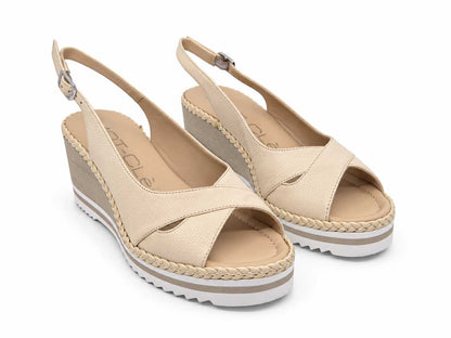 Caterina Cream Crossover Slingback Wedges