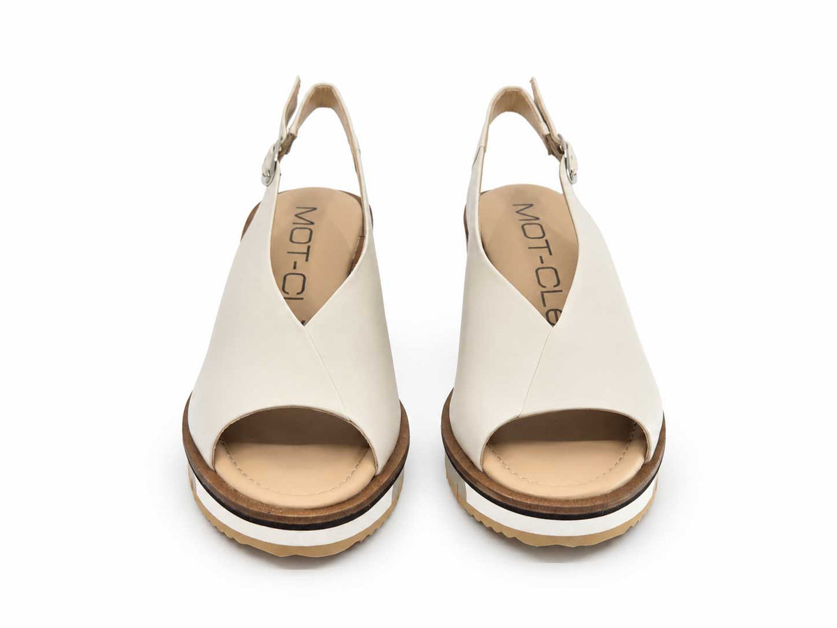 Vittoria Cream Peep-Toe Slingback Wedges