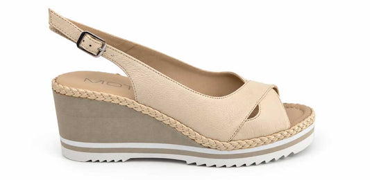 Caterina Cream Crossover Slingback Wedges