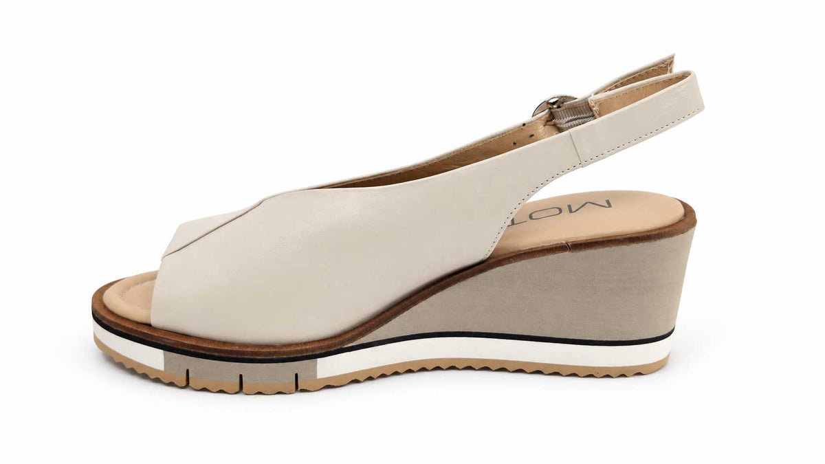 Vittoria Cream Peep-Toe Slingback Wedges