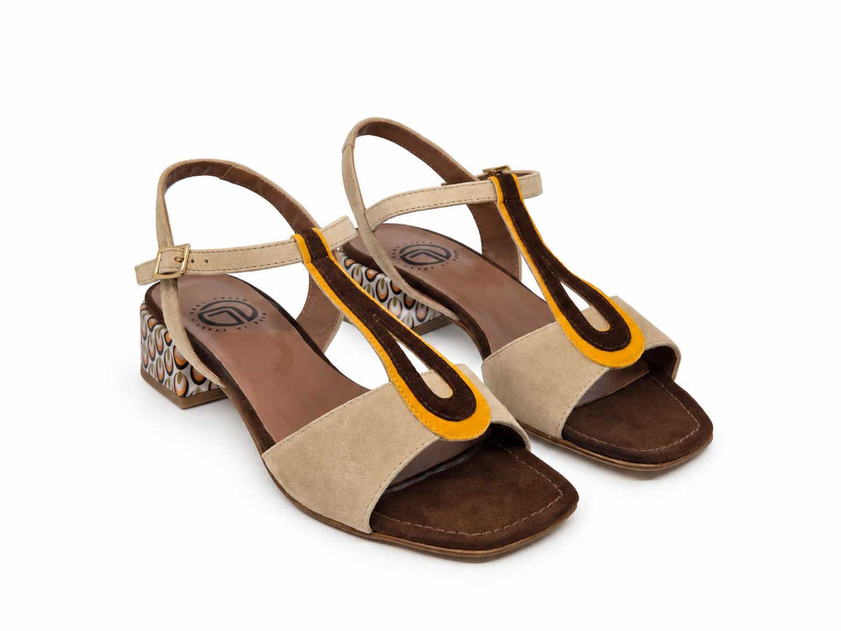 Annalisa Beige T-Bar Sandals
