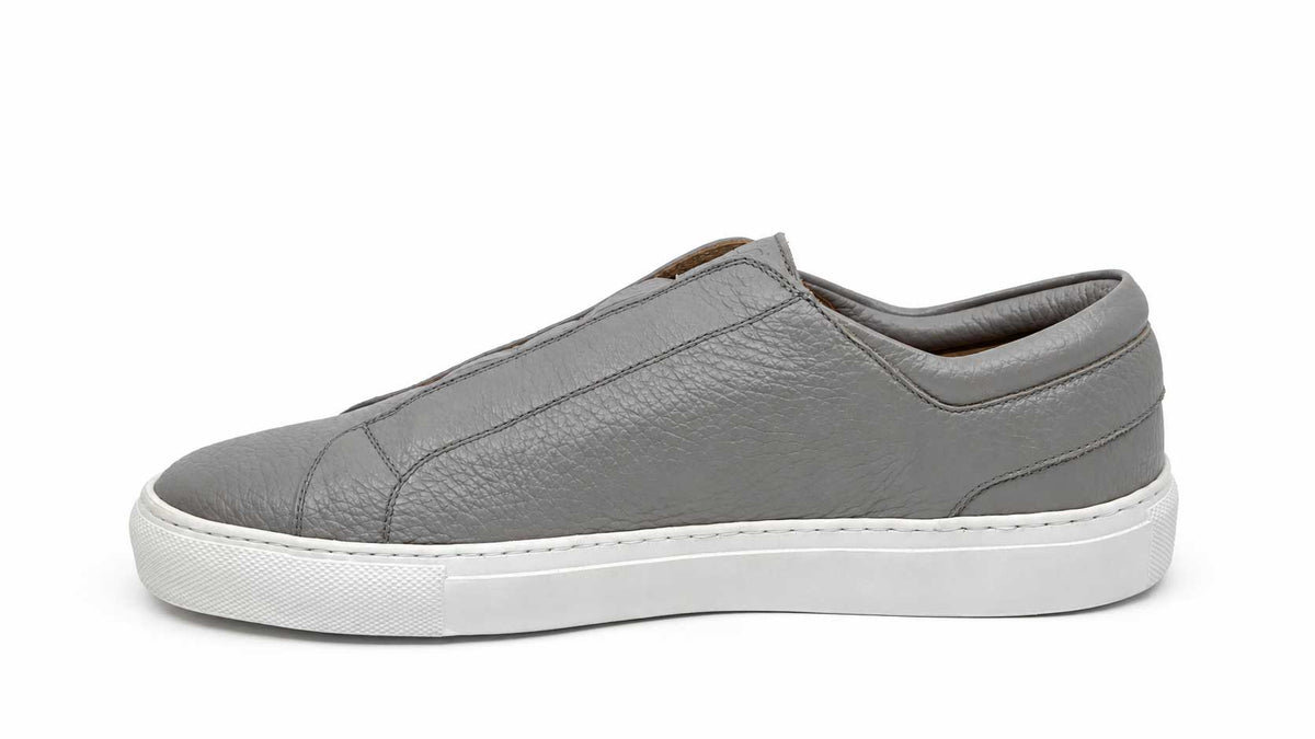 Fabrizio Grey Leather Slip-On Sneakers