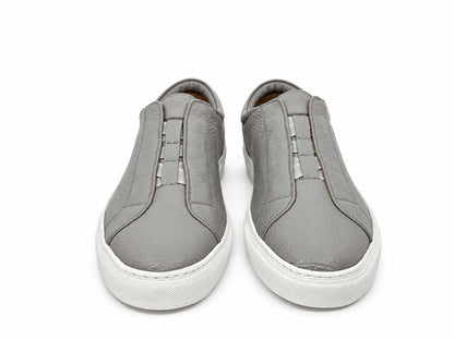 Fabrizio Grey Leather Slip-On Sneakers