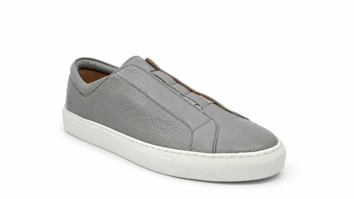 Fabrizio Grey Leather Slip-On Sneakers