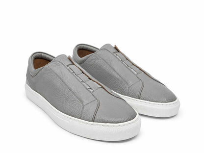 Fabrizio Grey Leather Slip-On Sneakers