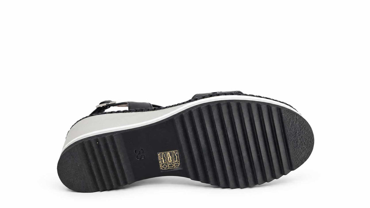 Ginevra Black Wedge Sandals