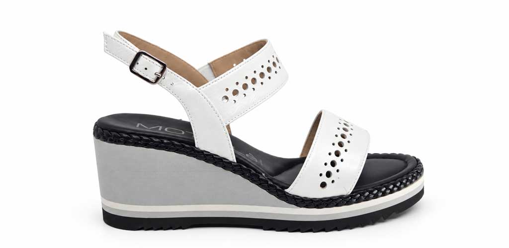 Ginevra White Wedge Sandals