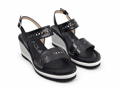 Ginevra Black Wedge Sandals