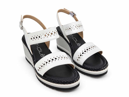 Ginevra White Wedge Sandals