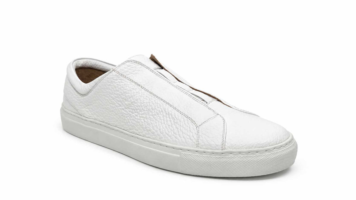 Fabrizio White Leather Slip-On Sneakers