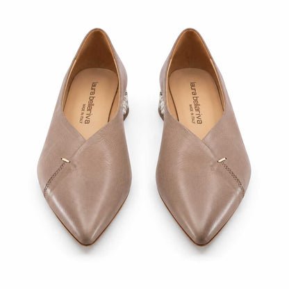 Camilla Womens Taupe Leather Flats