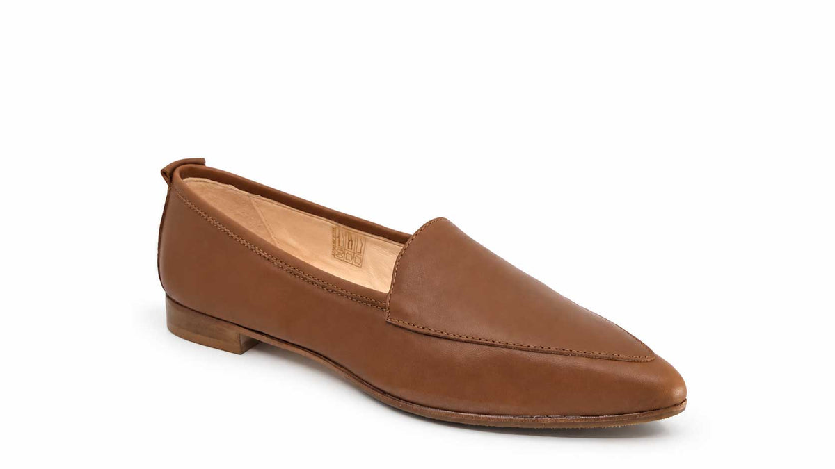 Mia Cognac Leather Loafers